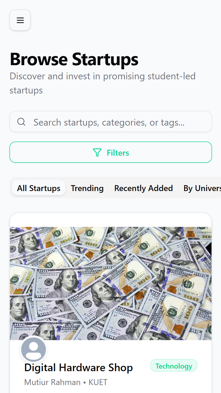 FundIT mobile screen 1